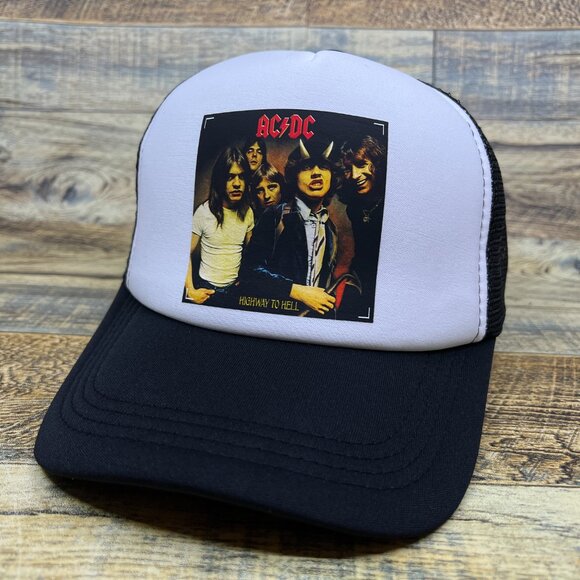 AC/DC Highway To Hell Unisex Trucker Hat Black Snapback Rock 'N Roll Ball Cap - Picture 2 of 5